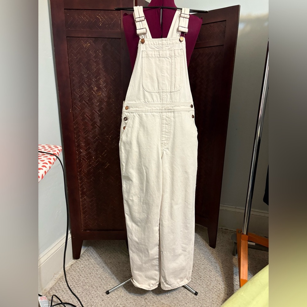 J crew denim overalls canvas white natural size M